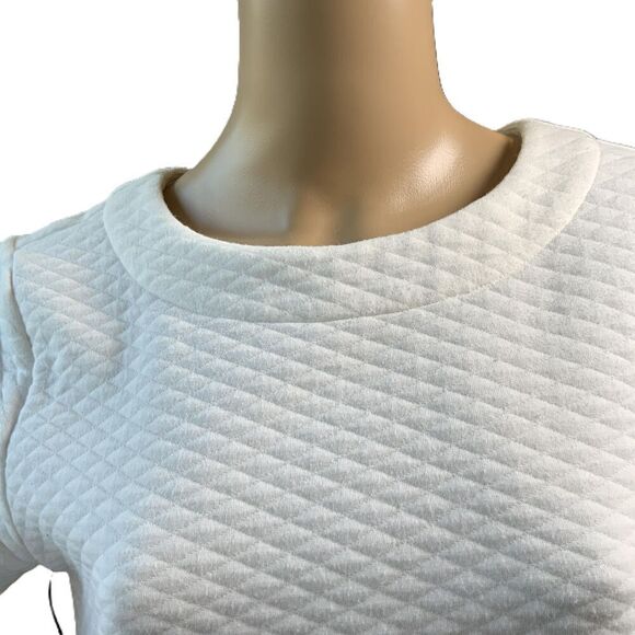Croft And Barrow White Quilted Pattern Long Sleeve Crew Neck Sweatshirt Size Med - Picture 2 of 13